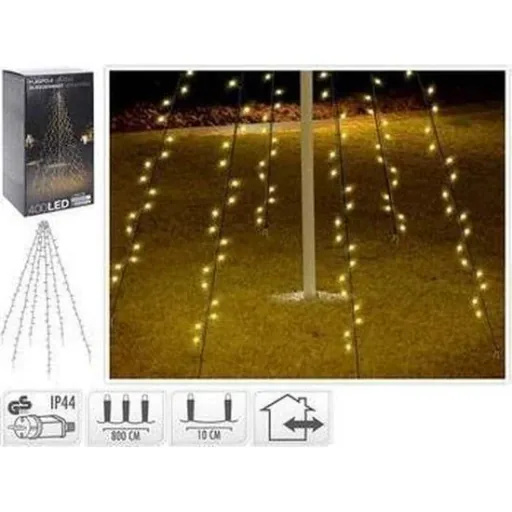 Fahnenmast SET of 2 - Beleuchtung - 400 LEDs - 8 Meter - Warmweißes Licht - wasserdicht