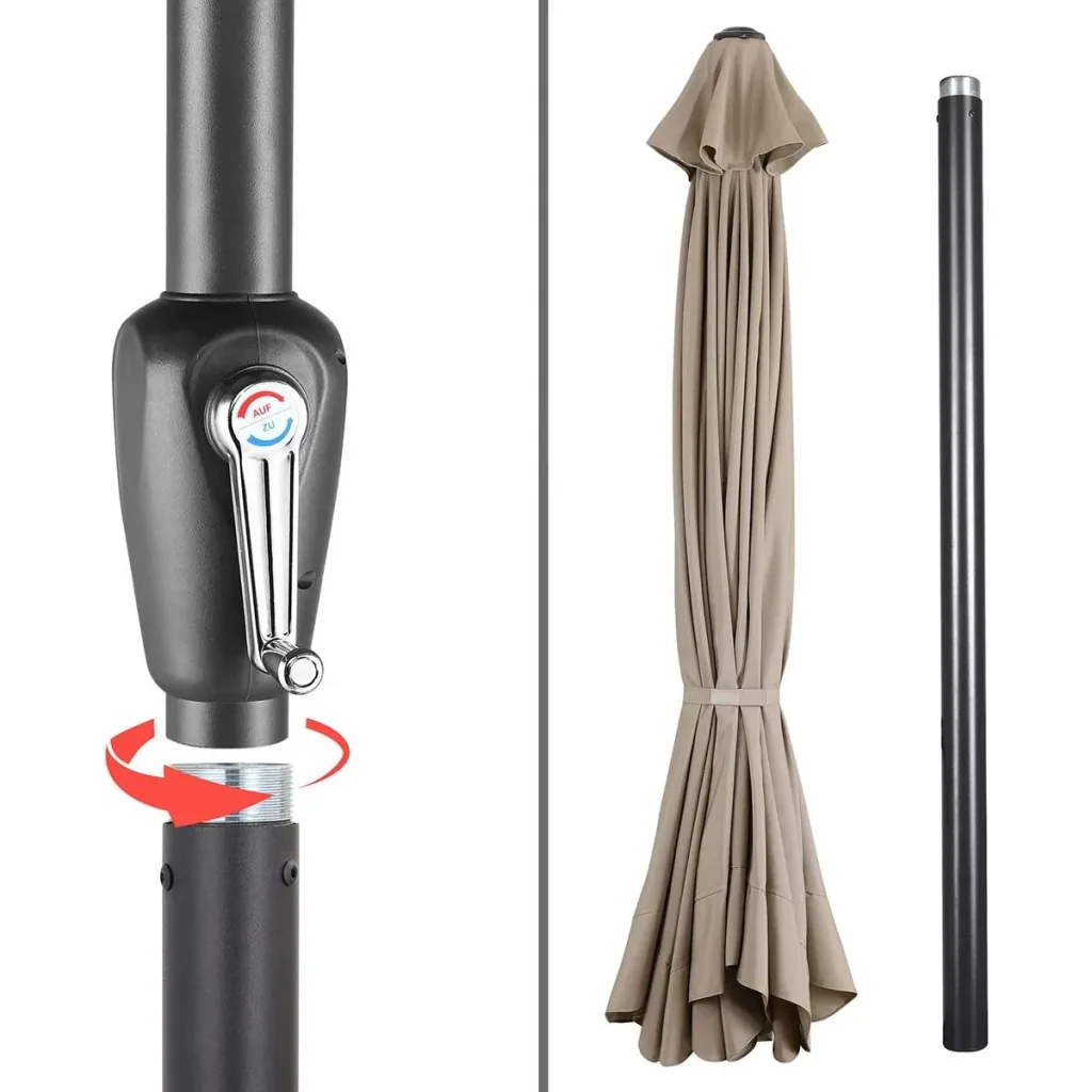 Aluminium XXL Sonnenschirm - taupe - Ø330cm - 266cm hoch - wasserabweisend