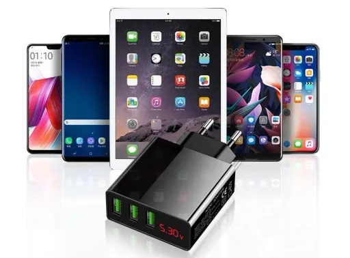 3-fach USB Ladeadapter mit integrierter Schnellladefunktion und LED Anzeige