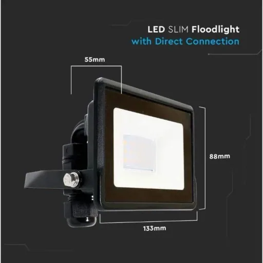 VT-118 LED-Flutlicht - 10 W - 735 Lm - 3000K - Schwarz