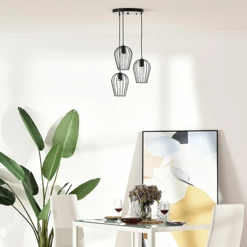 Pendelleuchte mit dem Metalldrahtkäfig-Design schwarz