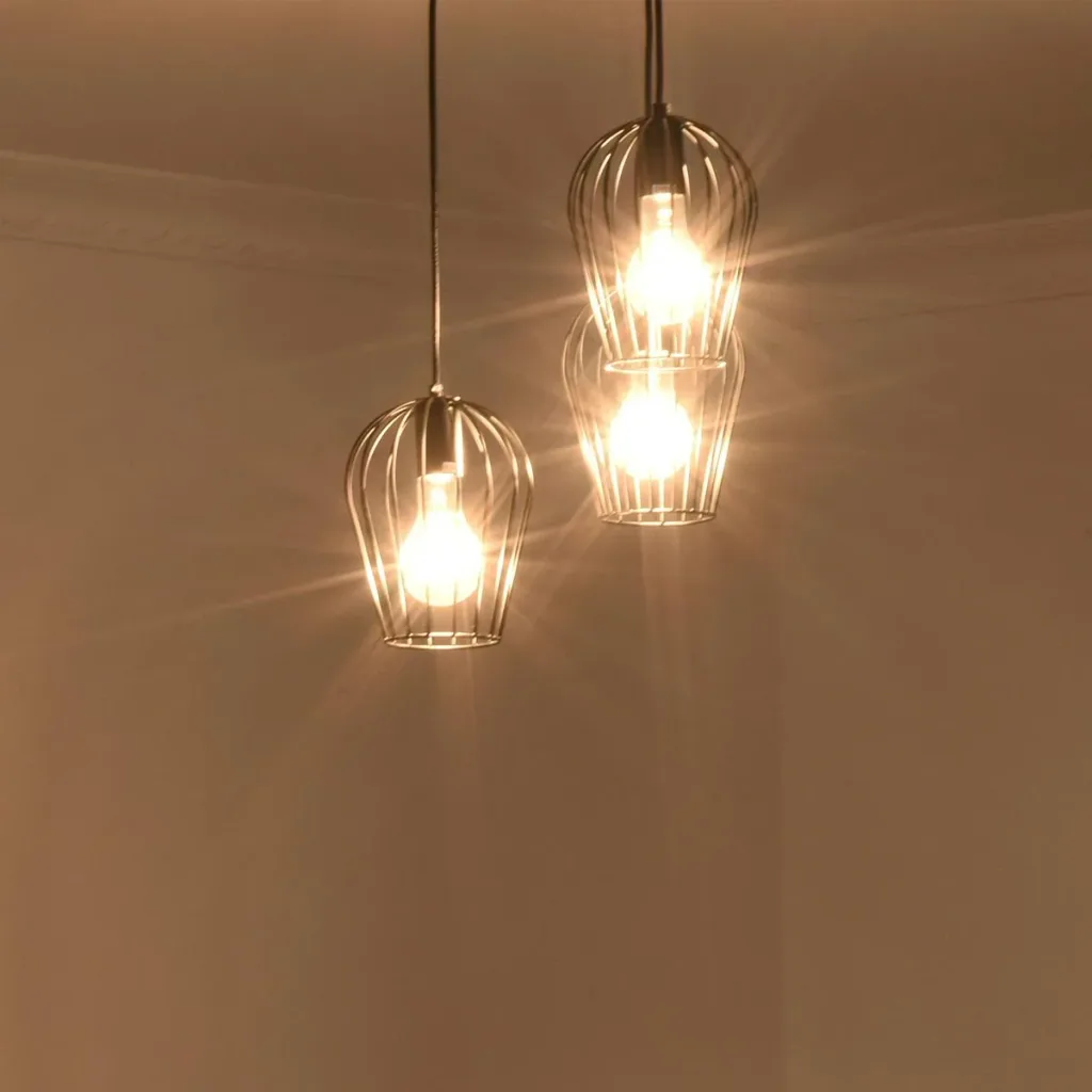 Pendelleuchte mit dem Metalldrahtkäfig-Design schwarz
