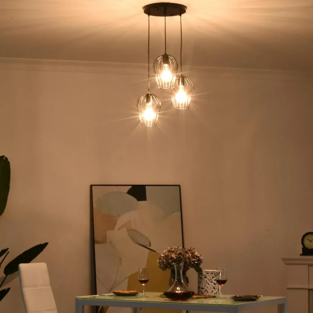 Pendelleuchte mit dem Metalldrahtkäfig-Design schwarz