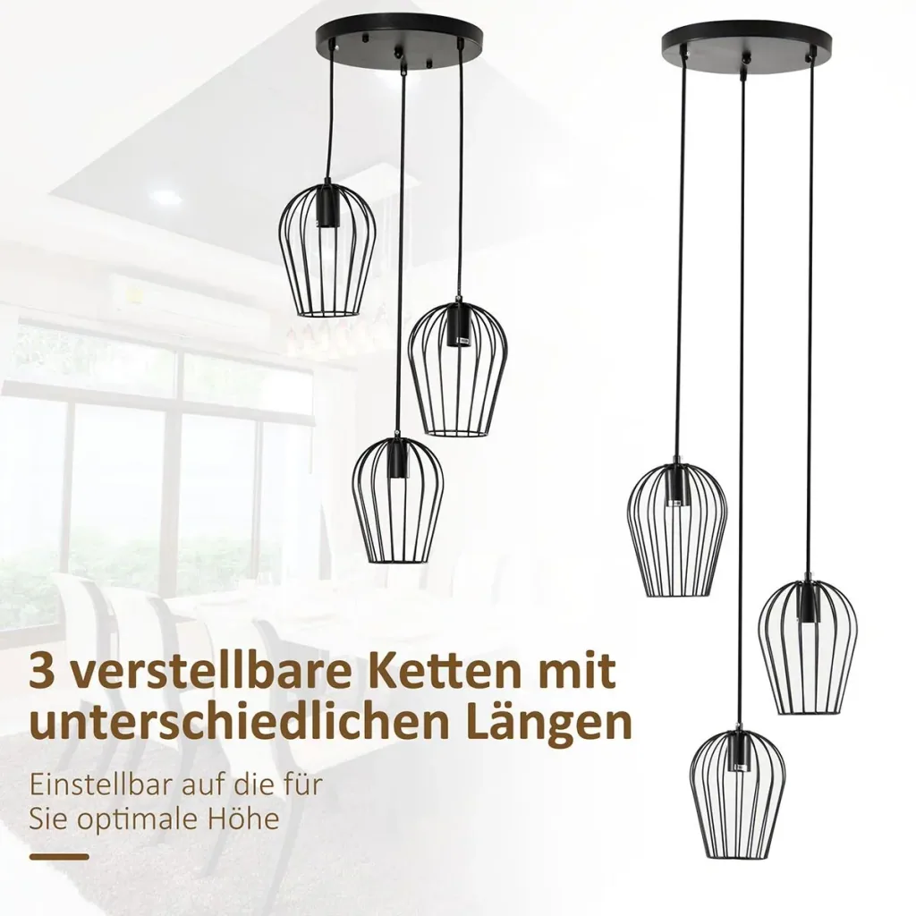 Pendelleuchte mit dem Metalldrahtkäfig-Design schwarz