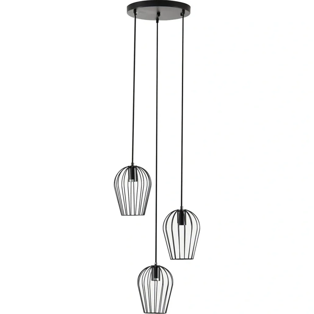 Pendelleuchte mit dem Metalldrahtkäfig-Design schwarz