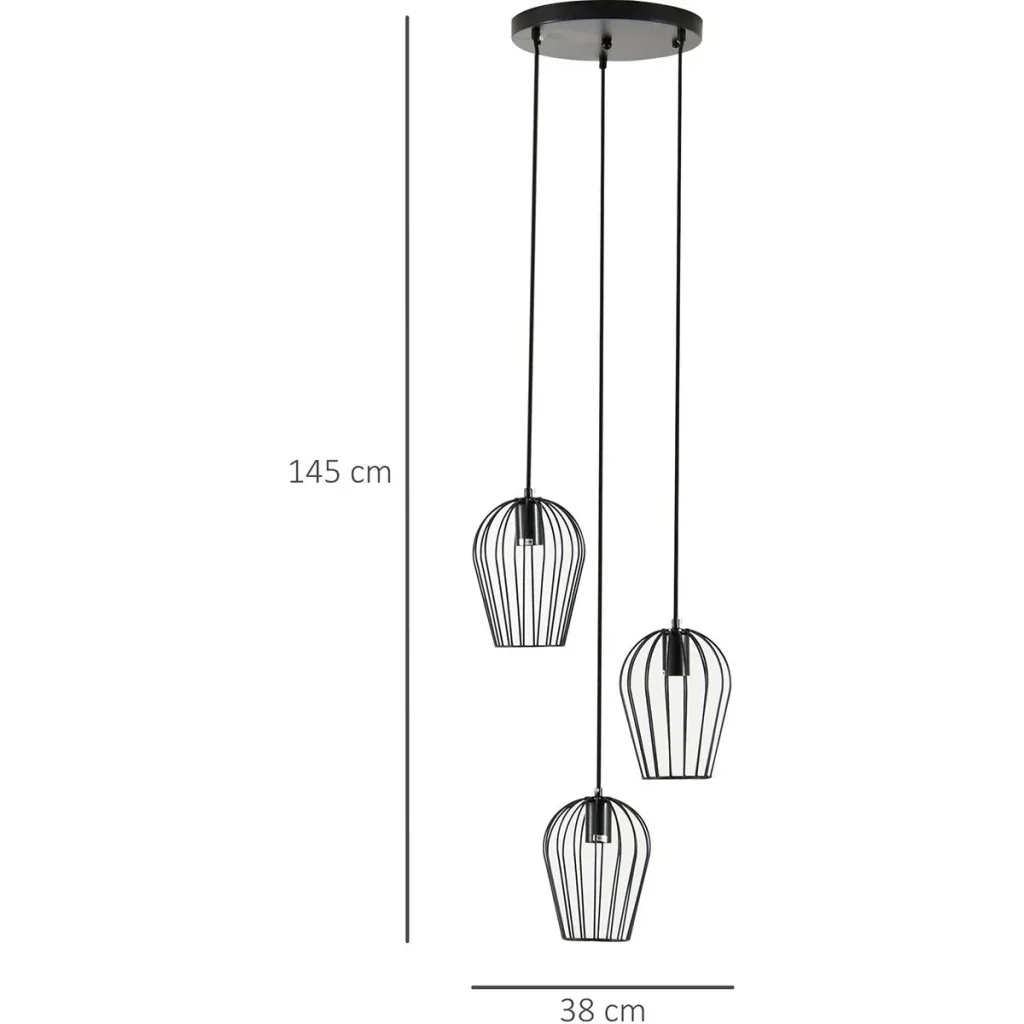 Pendelleuchte mit dem Metalldrahtkäfig-Design schwarz
