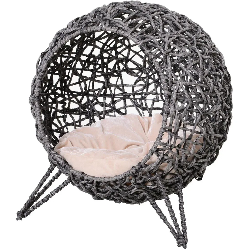 Katzenkorb mit Kissen natur