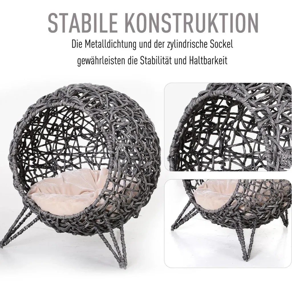Katzenkorb mit Kissen natur