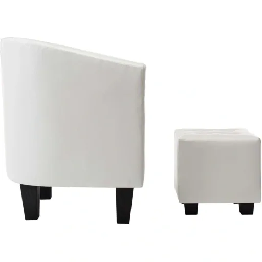 Schalensitz mit Ottomane Kunstleder weiß