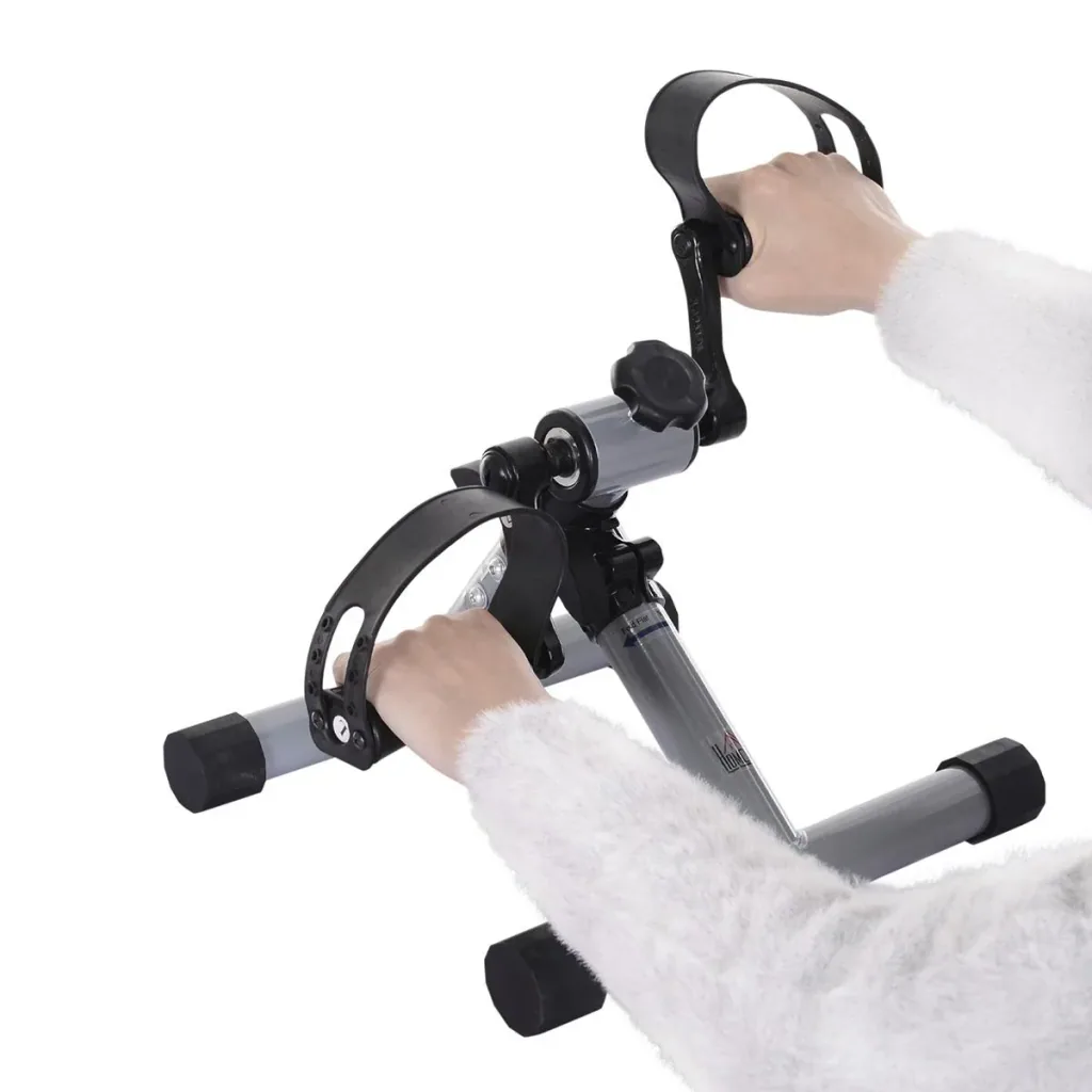 Mini-Heimtrainer faltbar und stufenloser Widerstand silbergrau