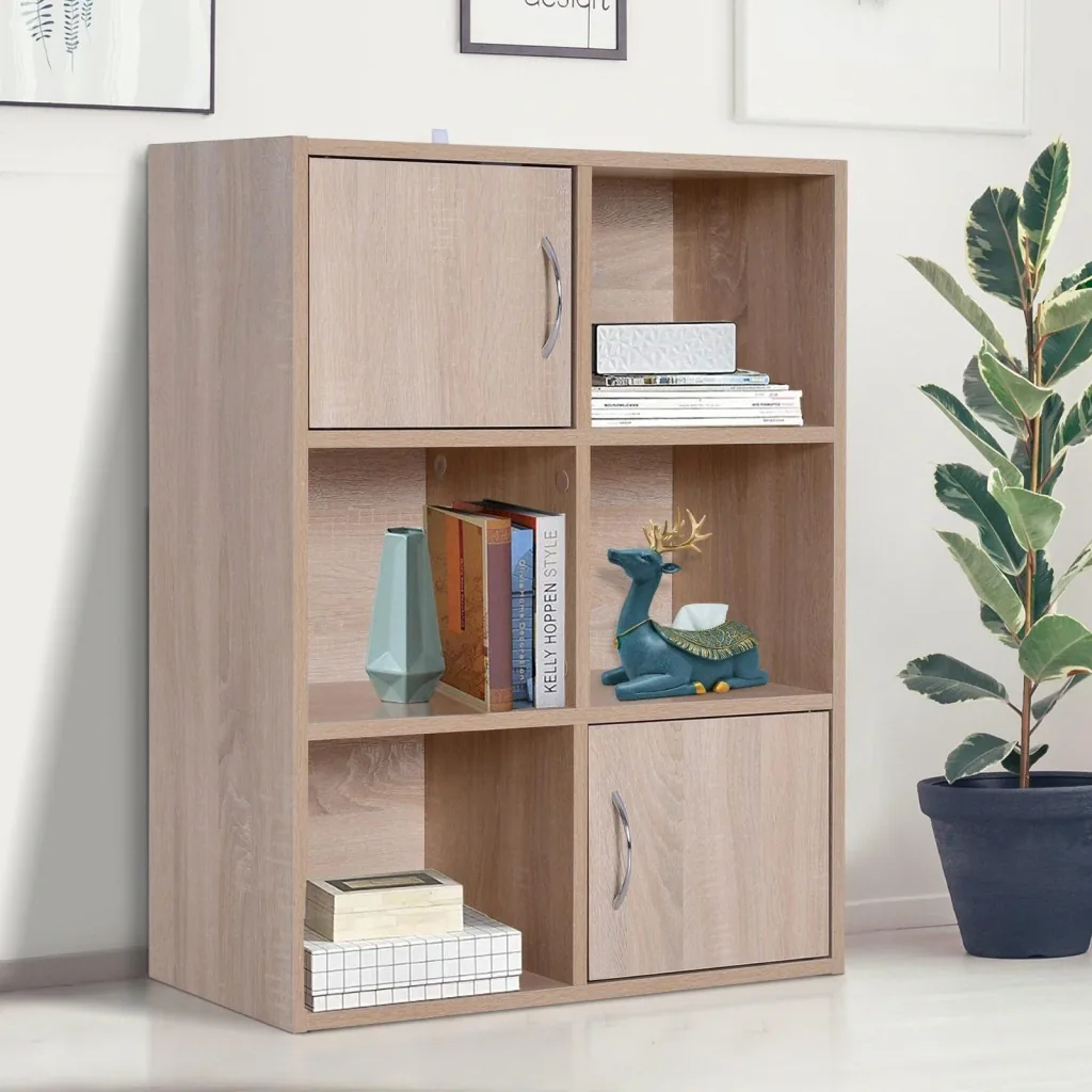 6 Fächer Bücherregal Standregal Raumteiler Dekoregal Schrank Holz Natur 61,5 x 29,5 x 80 cm