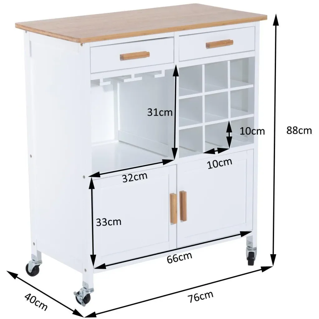 Küchenwagen Servierwagen mit Weinablage