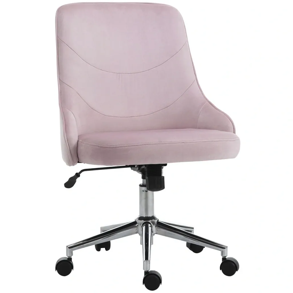 Bürostuhl Schreibtischstuhl Computerstuhl Drehstuhl SOHO-Stil Arbeitstuhl mit Wippenfunktion höhenverstellbar Samt Rosa