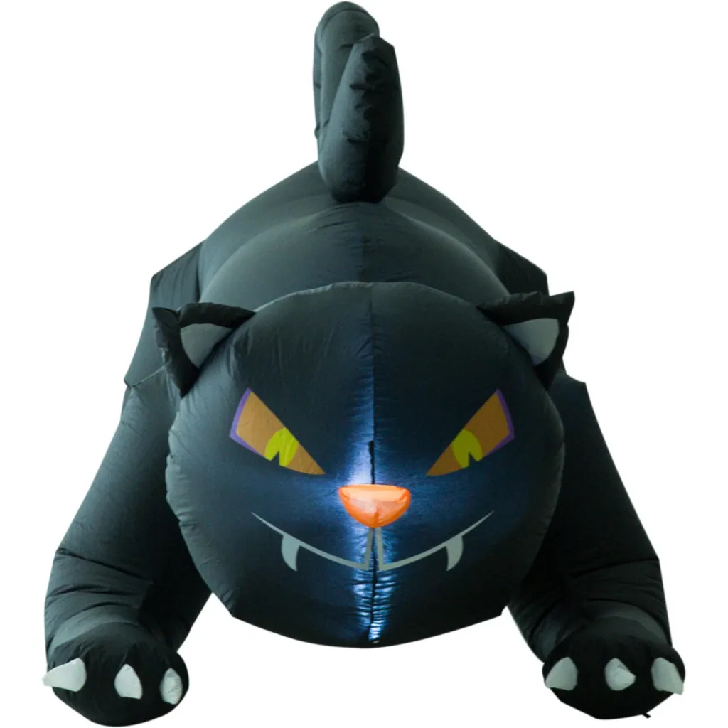 Aufblasbare Katze Halloween Figur Deko mit LED schwarz