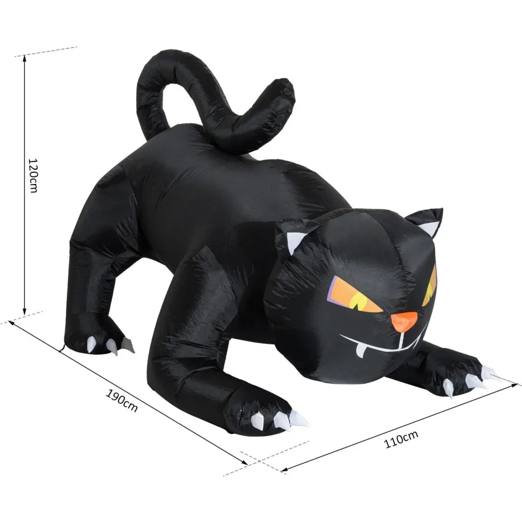 Aufblasbare Katze Halloween Figur Deko mit LED schwarz