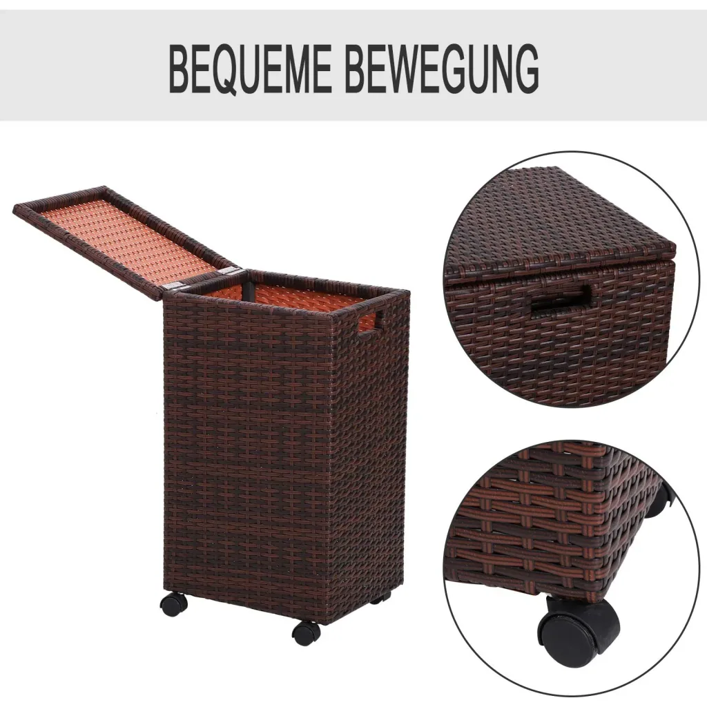 Aufbewahrungsbox 3er-Set Aufbewahrungskiste Auflagenbox mit Deckel rollbar Polyrattan Braun L/M/S