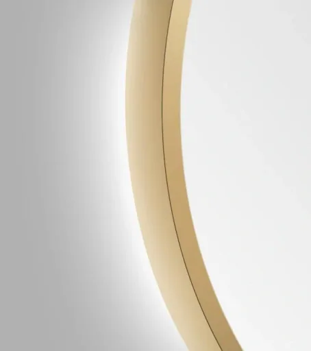 Dekorativer runder Wandspiegel mit indirekter LED Beleuchtung in gold matt Ø 50 cm