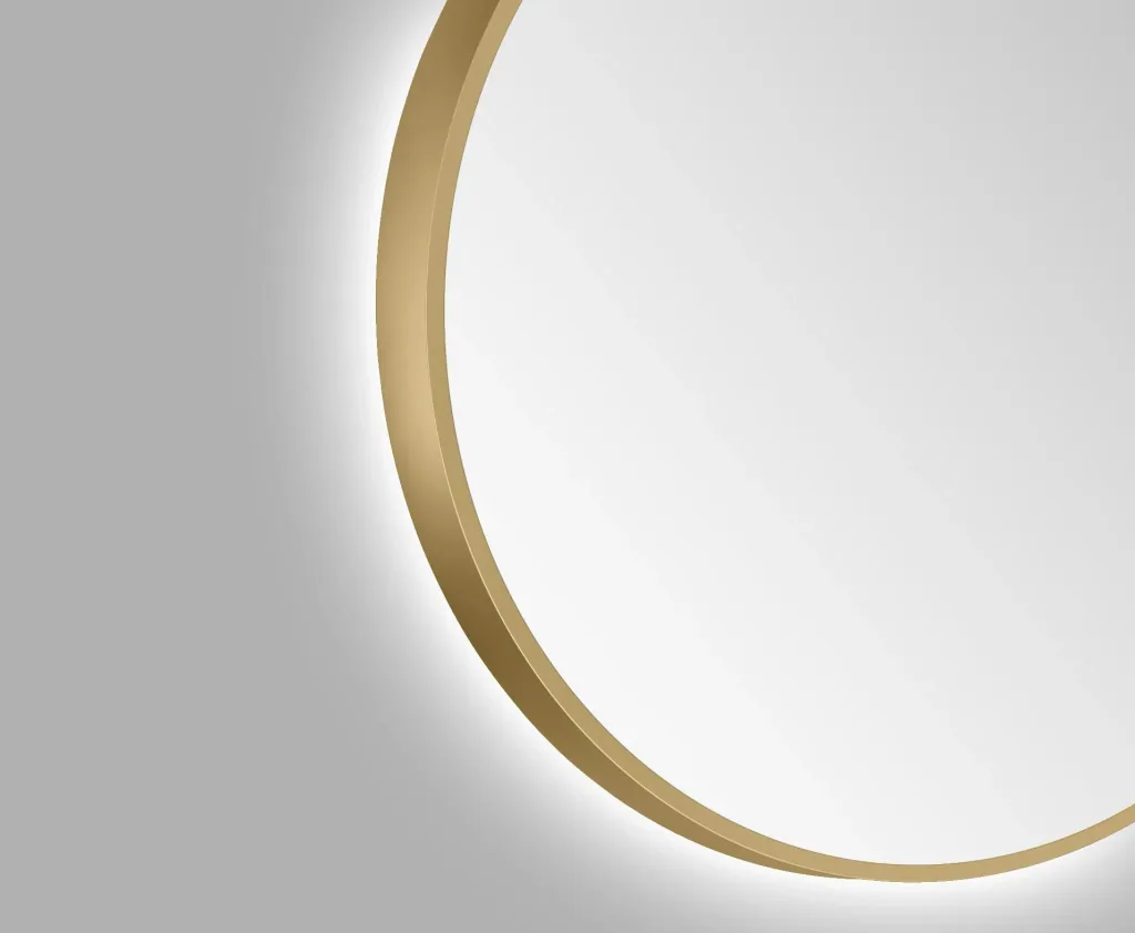 Dekorativer runder Wandspiegel mit indirekter LED Beleuchtung in gold matt Ø 50 cm