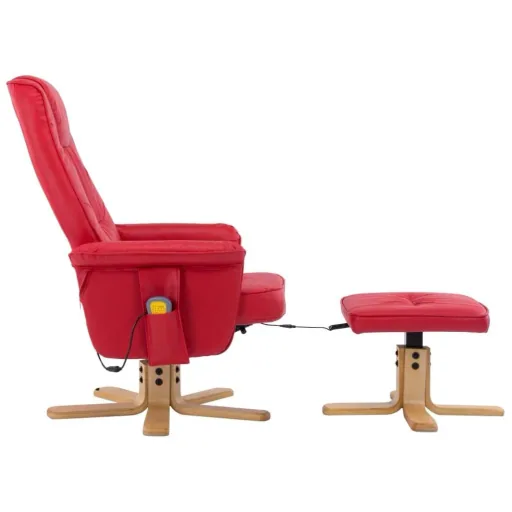 Massageliege verstellbar mit Fußhocker Kunstleder rot