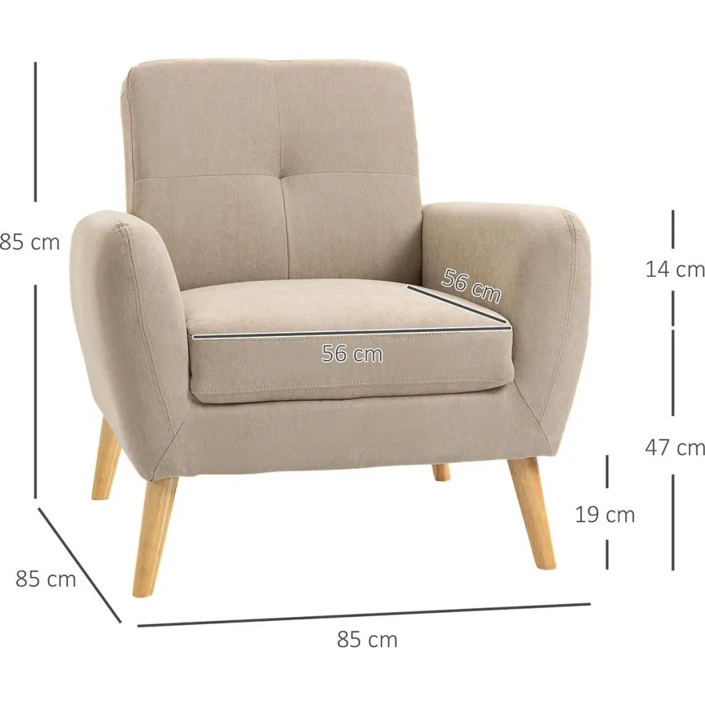 Polstersessel Sessel mit Armlehnen Wohnzimmerstuhl mit Armlehne Bürostuhl Polsterstuhl modern Leinen-Touch Holz Beige 8