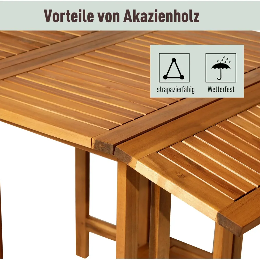 5 tlg, Sitzgarnitur Gartensitzgruppe Esstischgruppe Gartenmöbel klappbar 1 Tisch + 4 Stühle Akazienholz Teak 100,5 x 82