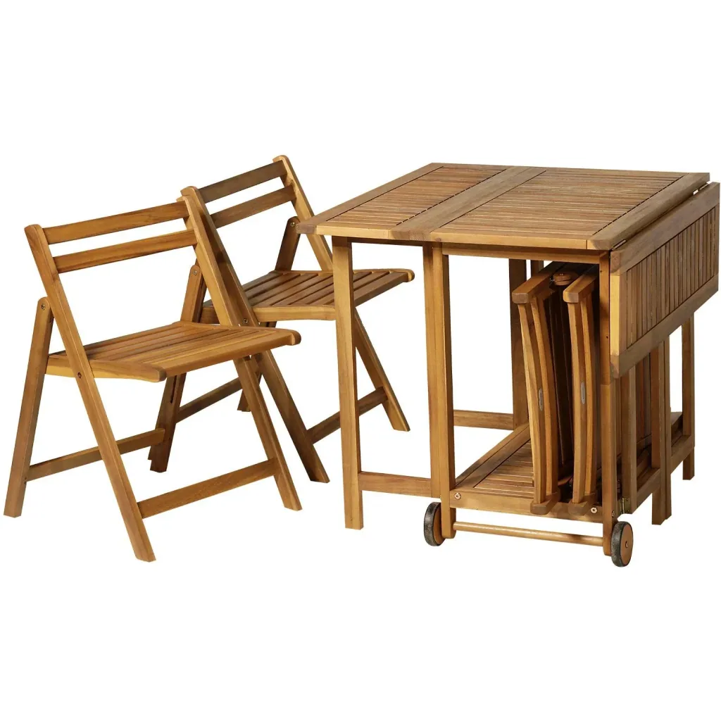 5 tlg, Sitzgarnitur Gartensitzgruppe Esstischgruppe Gartenmöbel klappbar 1 Tisch + 4 Stühle Akazienholz Teak 100,5 x 82
