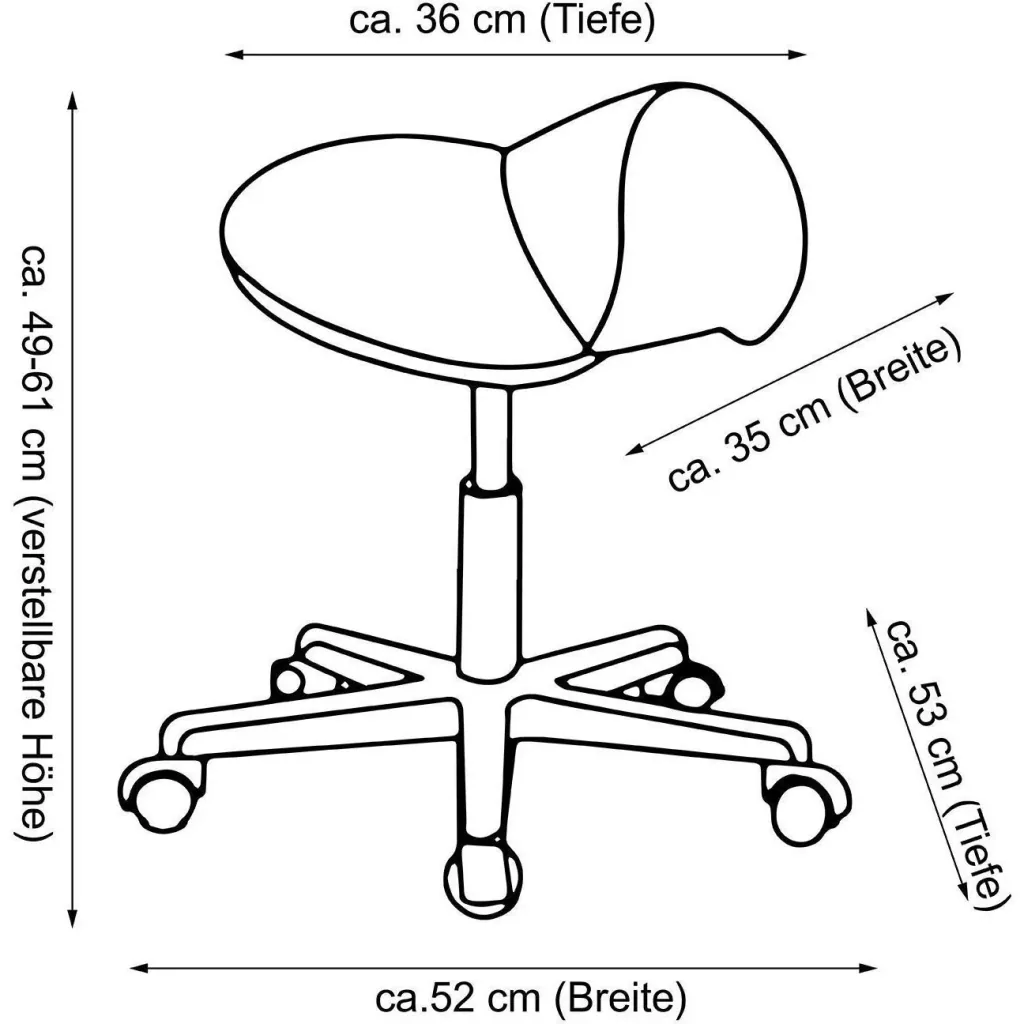 Sattelhocker - Rollhocker gepolstert höhenverstellbar schwarz