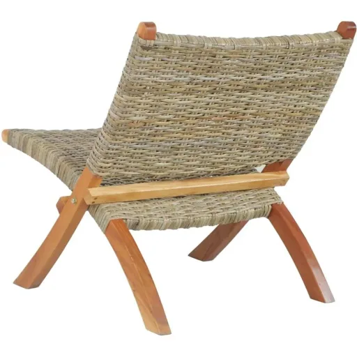 Relaxsessel aus natürlichem Kubu-Rattan und massivem Mahagoni