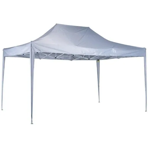 Faltpavillon mit Seitenwänden 4,5x3m Stahl Weiß