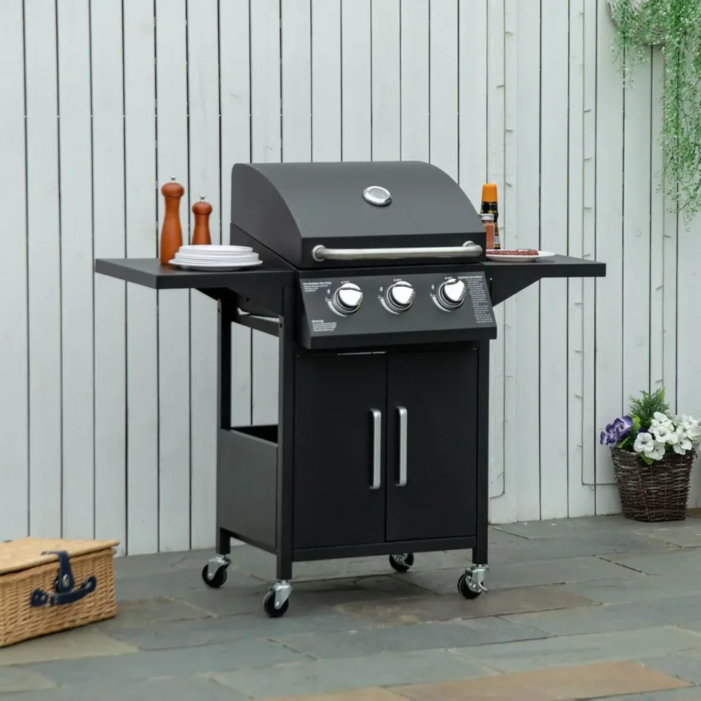 Gasgrill - 3 Brenner 3 kW - Schwarz - 121 x 55 x 109 cm