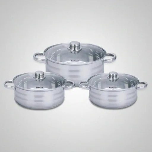 Topf- und Pfannenset 6-teilig - mit Glasdeckeln - 19,5cm und 20,5cm - aus Edelstahl