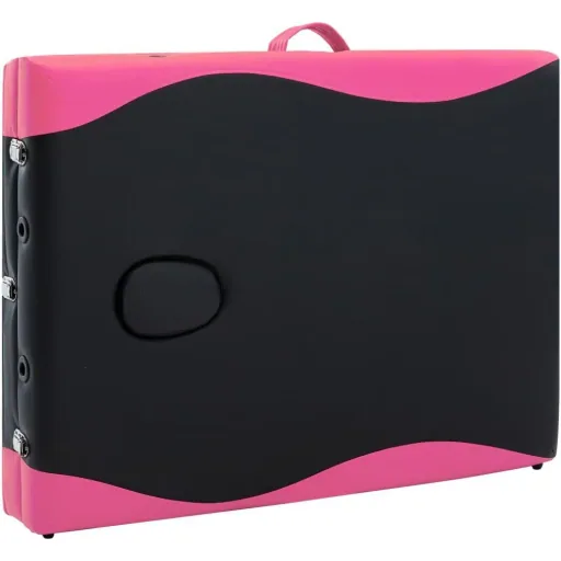 Klappbarer Massagetisch 3 Zonen Aluminium schwarz und rosa