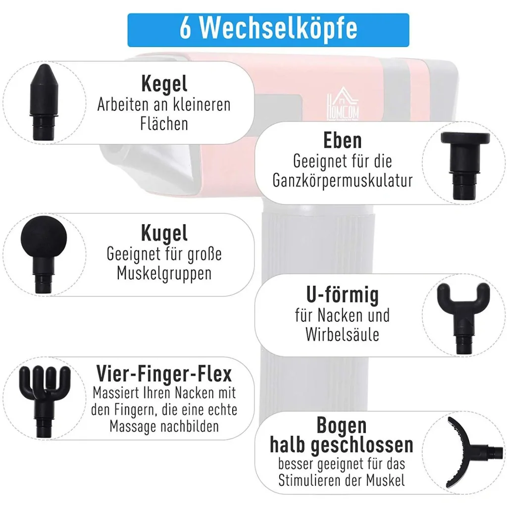 Massagegerät mit 6 Wechselköpfen