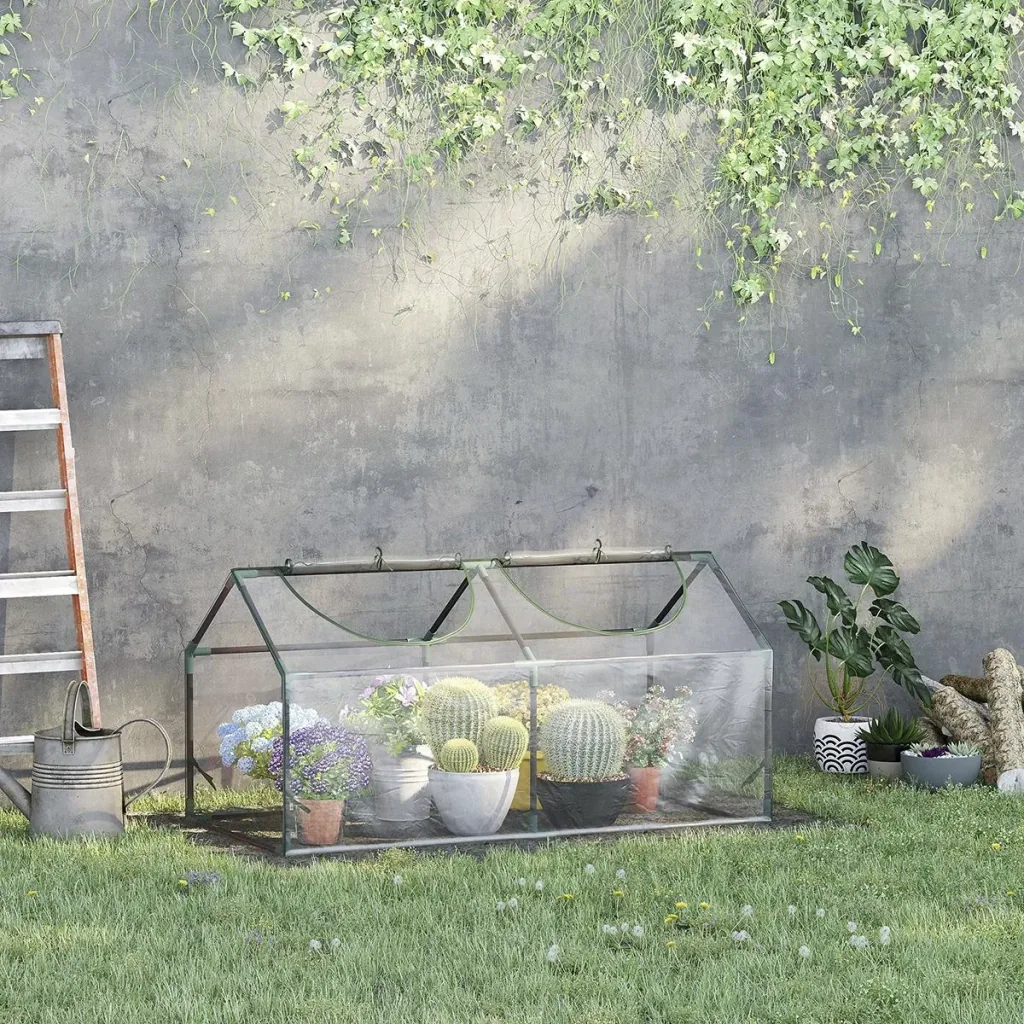 Gewächshaus mit Fenster PVC-Gewächshaus Tomatengewächshaus Frühbeet 119 x 60 x 60 cm transparent