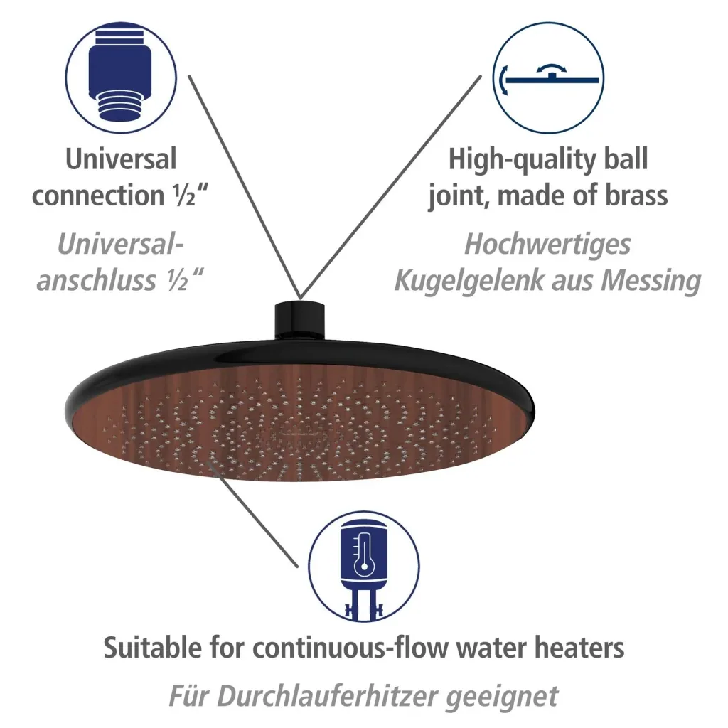 Wasserspar-Regenduschkopf Watersaving Wood, Ø 22,5 cm