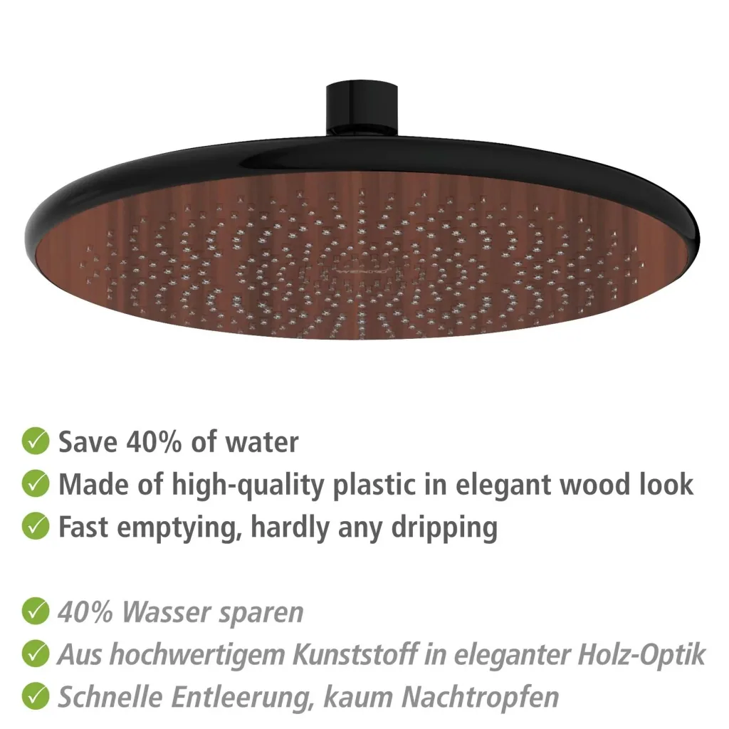 Wasserspar-Regenduschkopf Watersaving Wood, Ø 22,5 cm