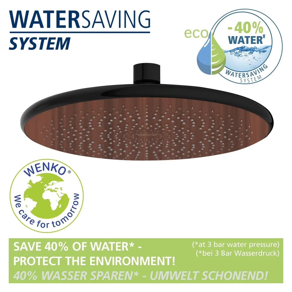 Wasserspar-Regenduschkopf Watersaving Wood, Ø 22,5 cm