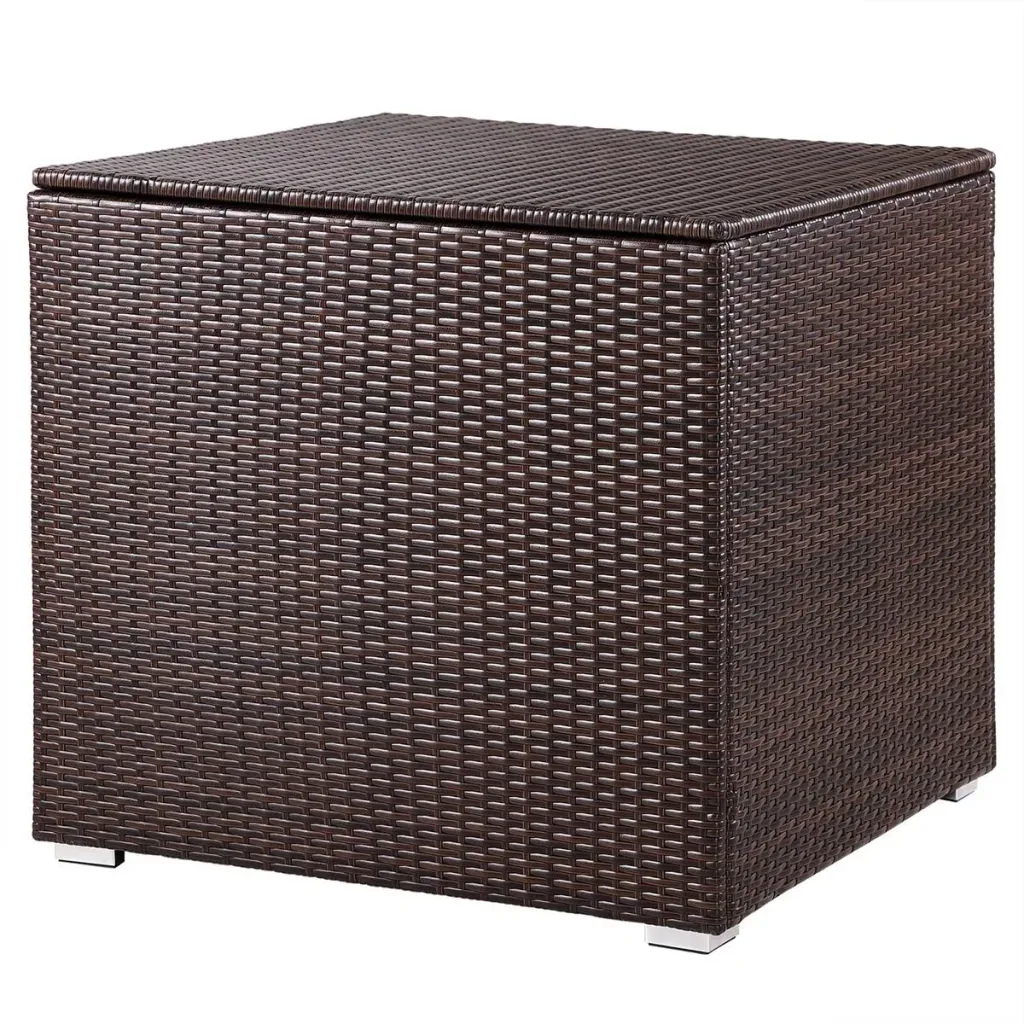 Poly Rattan Aufbewahrungsbox - braun - 75x75x70 cm - mit wasserabweisender Tasche