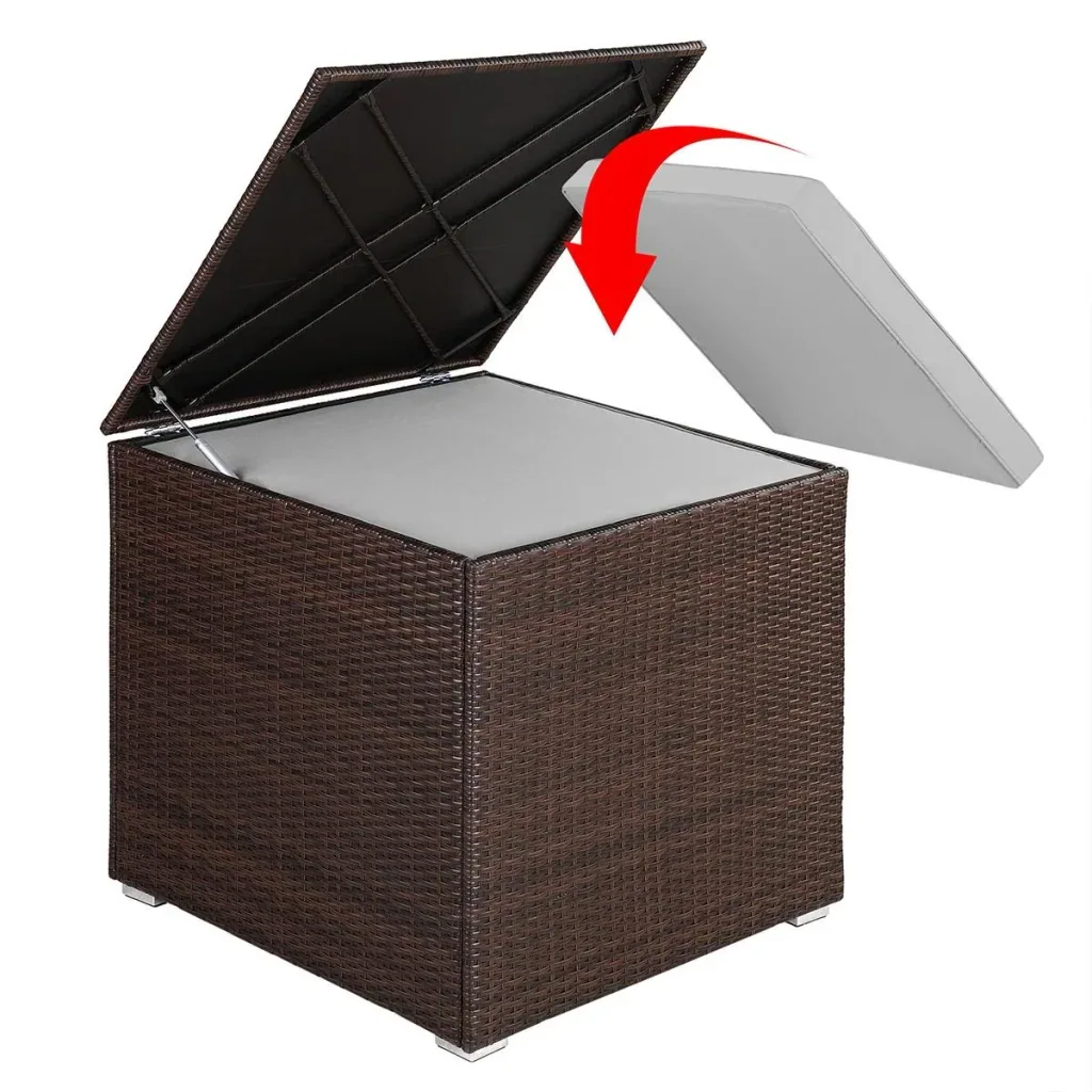 Poly Rattan Aufbewahrungsbox - braun - 75x75x70 cm - mit wasserabweisender Tasche