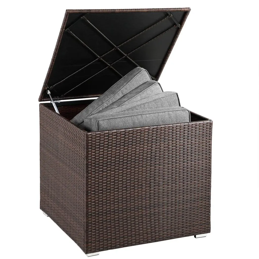 Poly Rattan Aufbewahrungsbox - braun - 75x75x70 cm - mit wasserabweisender Tasche