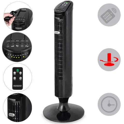 Turmventilator mit Fernbedienung, Turbofuncite & Aromabox schwarz