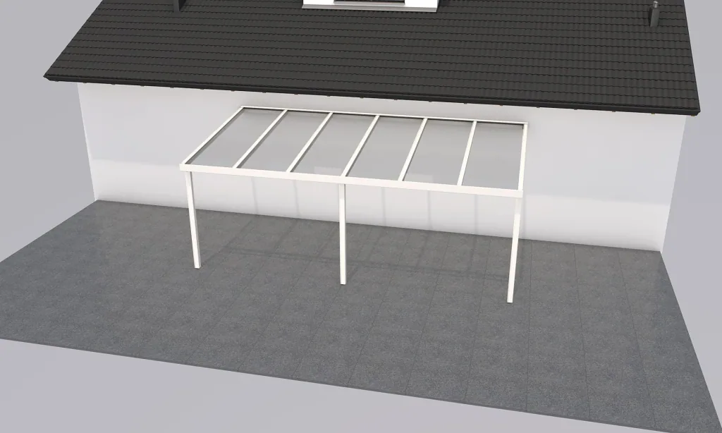 Terrassendach Premium, weiß, 6110 x 3060 mm - 10mm Verbundsicherheitsglas (VSG)