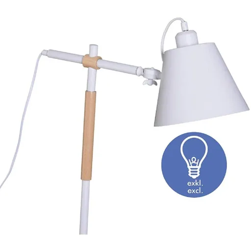 Stehlampe verstellbar Standleuchte Stehleuchte 40W Metall + Holz weiß 54 x 30 x 155 cm