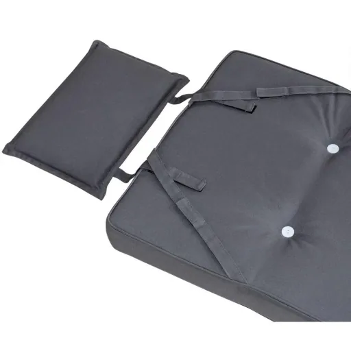 Gartenkissen - 2 Stück - Mit langem Rücken- und Kopfkissen - Für Stuhl - 118x45x7cm - Grau
