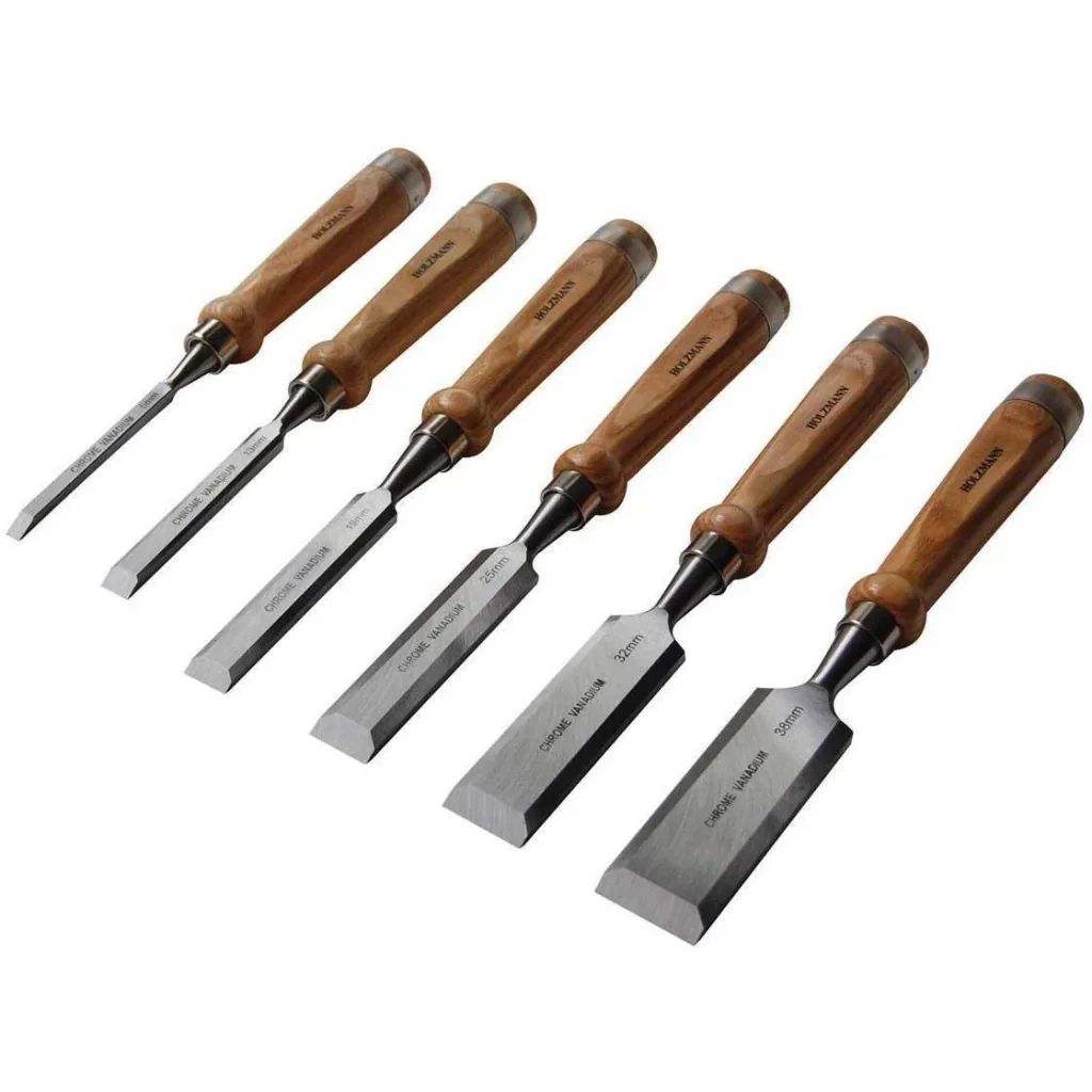 Profi-Holzmeißel-Set 6-teilig - HSS-Qualität - 6 t/m 38 mm - in Holzaufbewahrungsbox