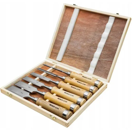 Profi-Holzmeißel-Set 6-teilig - HSS-Qualität - 6 t/m 38 mm - in Holzaufbewahrungsbox