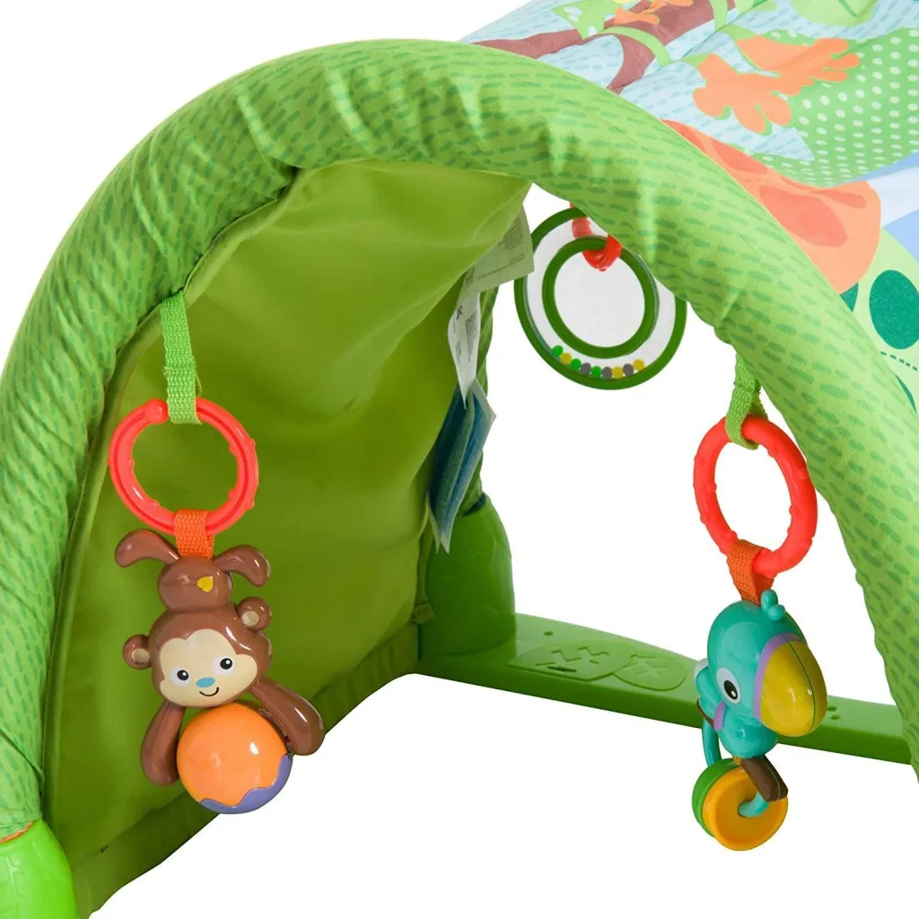 Kinderteppich Tiere Krabbeldecke 2 Spielbögen Grün+Orange
