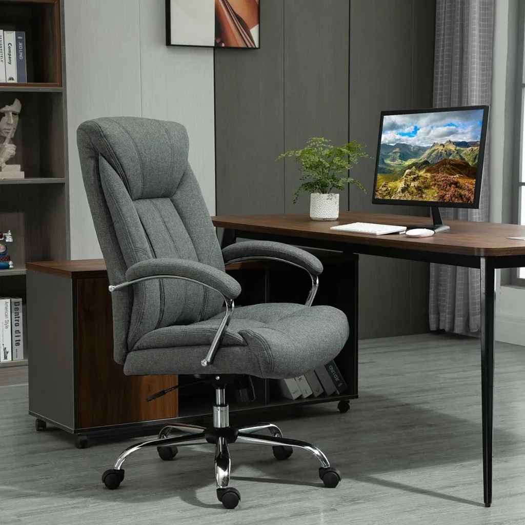 Bürostuhl mit Wippfunktion höhenverstellbarer Schreibtischstuhl Drehstuhl mit Rückenlehne Nylon Grau 65 x 78 x 110-120 c