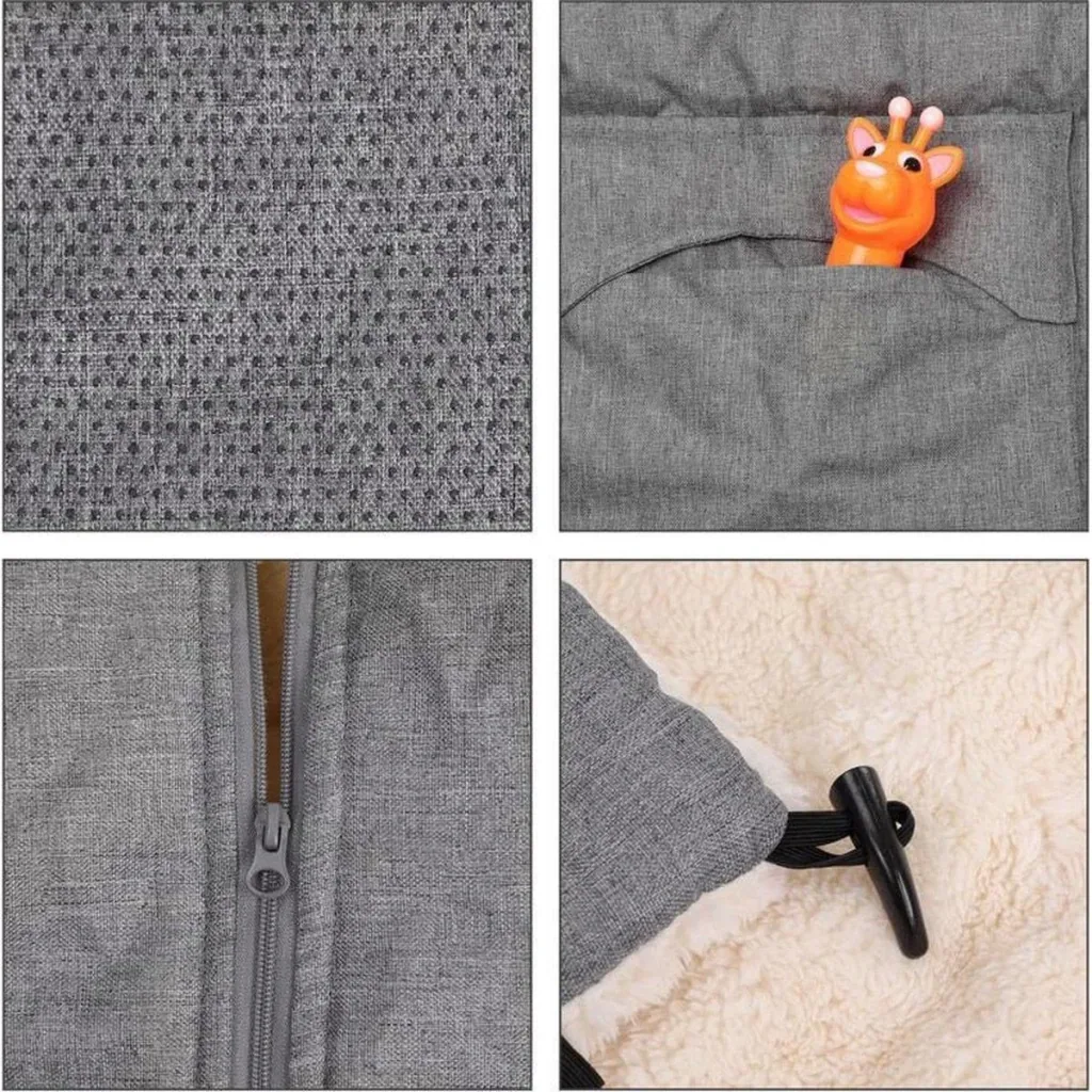 Kinderwagen-Fußsack Grau | Teddy | Maxi-Cosi | mit Aufbewahrungstasche