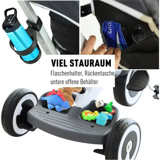 4 in 1 Kinderdreirad mit Sonnendach